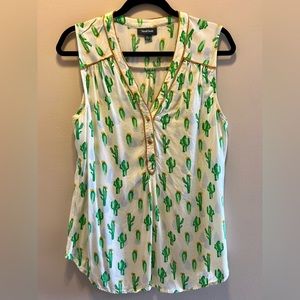 ModCloth Cactus and Rain print sleeveless button